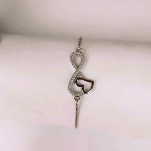 Silver Infinity Heart Bracelet with Rhinestones
