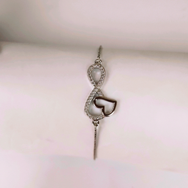 Silver Infinity Heart Bracelet with Rhinestones