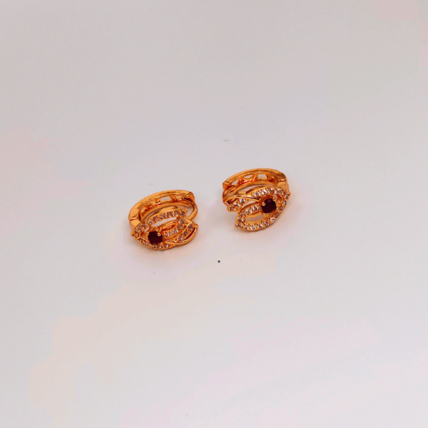 Gold-Tone Evil Eye Hoop Earrings with Black Gemstones - Image 6