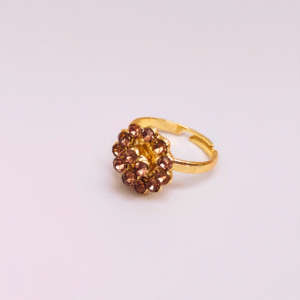 Gold-Tone Floral Cluster Ring with Smoky Gemstones