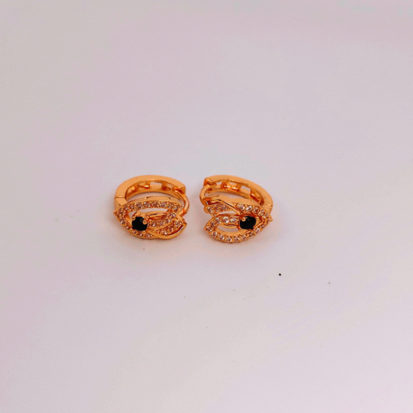 Gold-Tone Evil Eye Hoop Earrings with Black Gemstones - Image 2