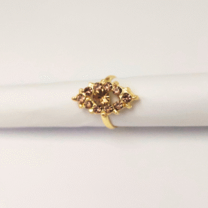 Gold-Tone Cluster Ring with Smoky Gemstones