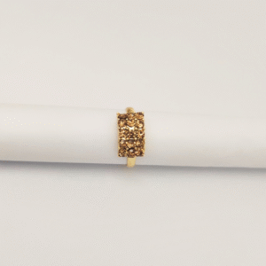 Gold-Tone Rectangular Cluster Ring with Smoky Gemstones