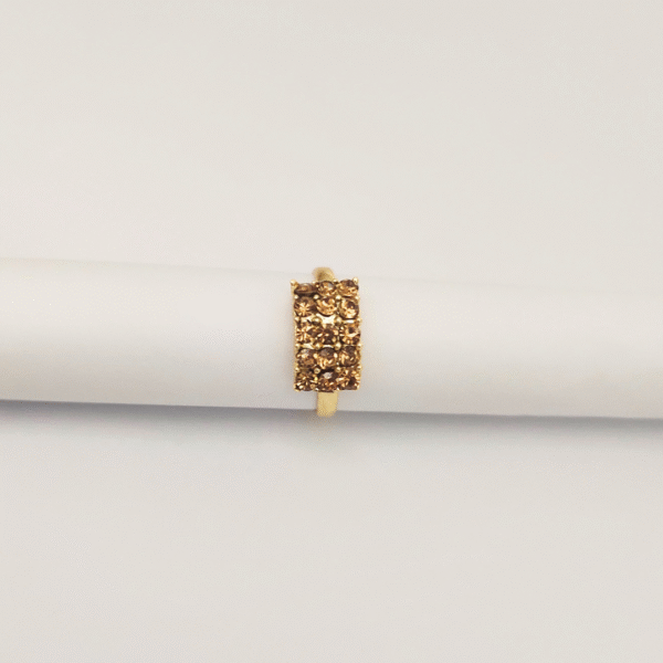 Gold-Tone Rectangular Cluster Ring with Smoky Gemstones