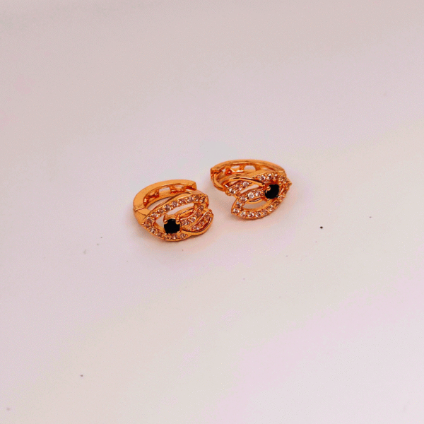 Gold-Tone Evil Eye Hoop Earrings with Black Gemstones - Image 5