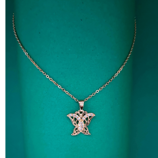 Rhinestone Butterfly Pendant Necklace