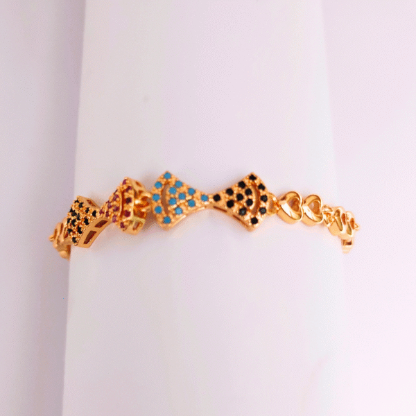 Gold-Tone Gemstone Link Bracelet