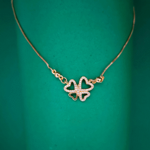 Rhinestone Four-Leaf Clover Necklace