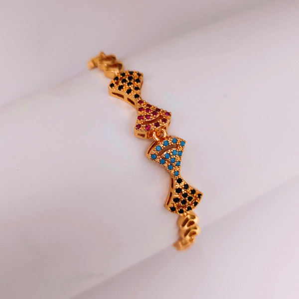 Gold-Tone Gemstone Link Bracelet - Image 3