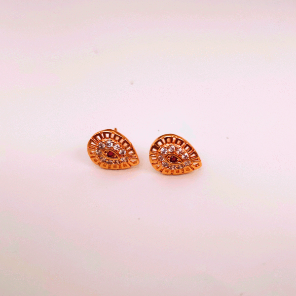 Gold-Tone Teardrop Evil Eye Stud Earrings - Image 2