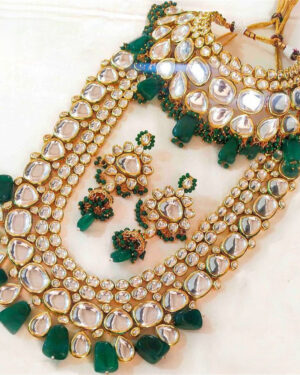 KHUSHBAKHT Jadau Polki Necklace Combo Set
